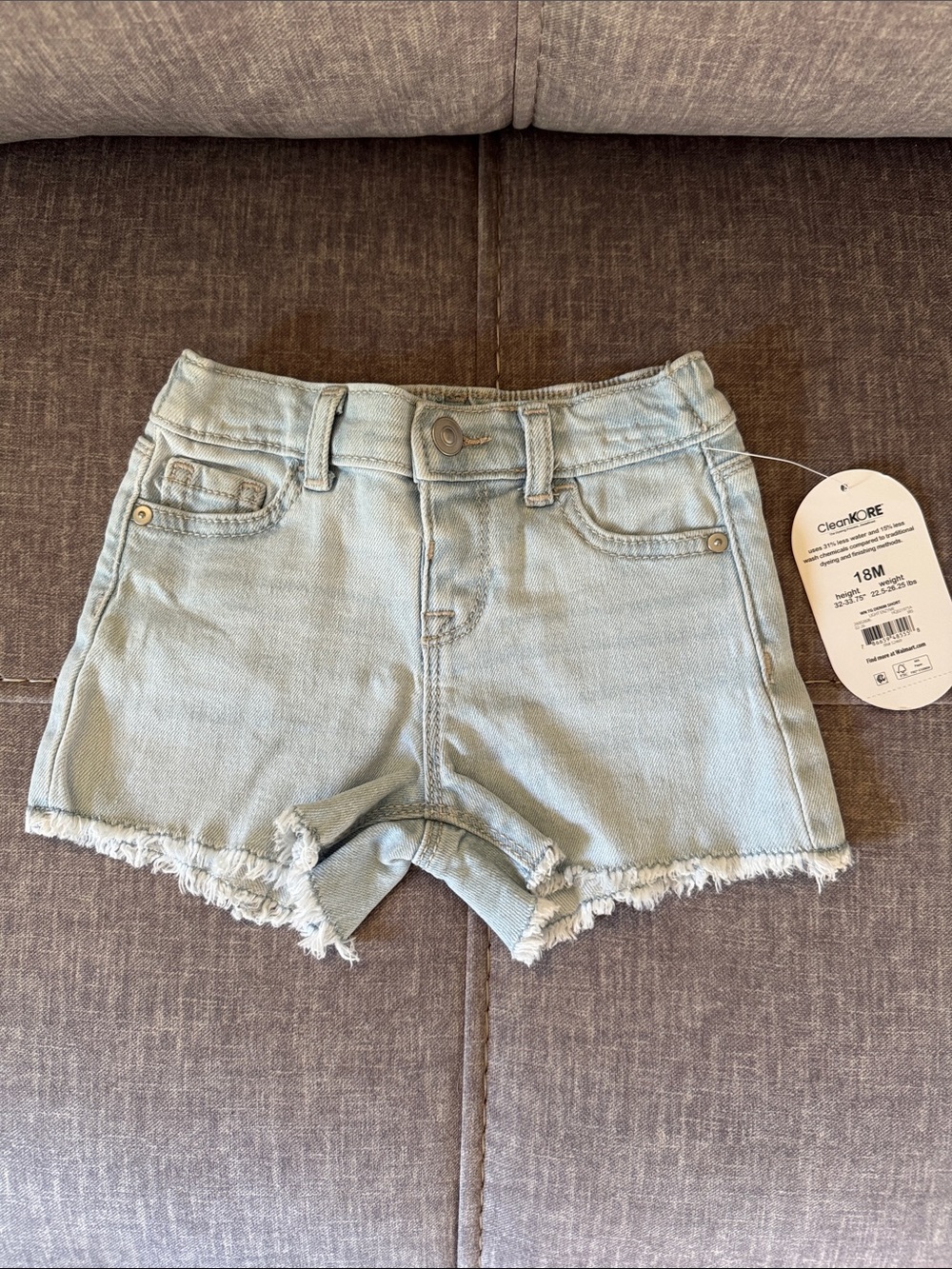 wonder nation Light Wash Denim Shorts with Frayed Hem